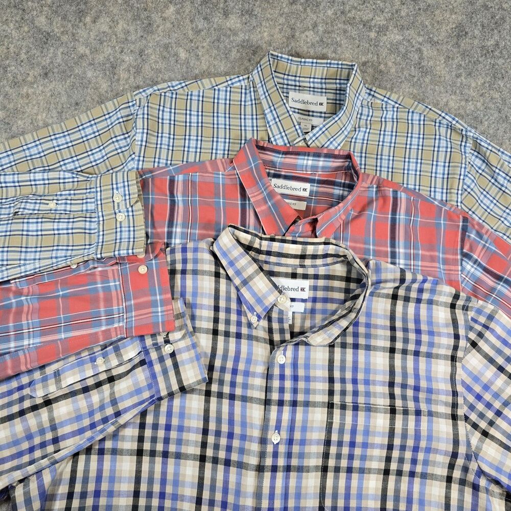 Saddlebreed Men’s Blue Plaid Casual Button-Down Shirt